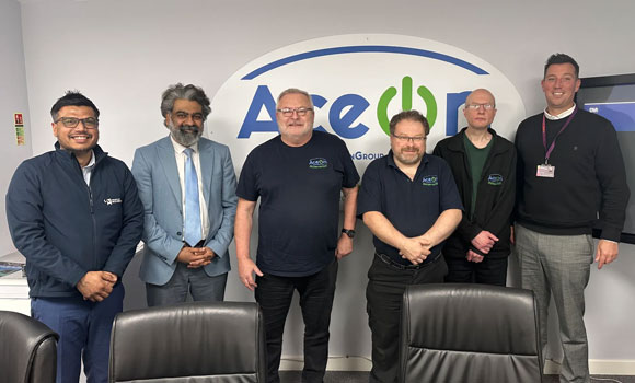 From left: Dr Manpreet Singh, Prof Arun Arjunan, Richard Partington, James Willets, Ben Oldfield and Dr John Robinson at the project kick-off meeting (Courtesy University of Wolverhampton)