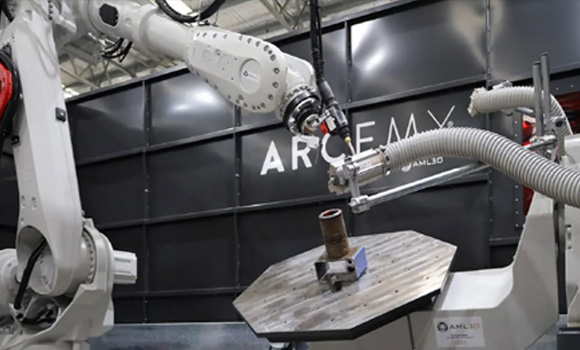 During the year, AML3D commissioned the first two custom ARCEMY X Wire Arc Additive Manufacturing machines for Newport News Shipbuilding (NNS), a division of HII (Courtesy AML3D)