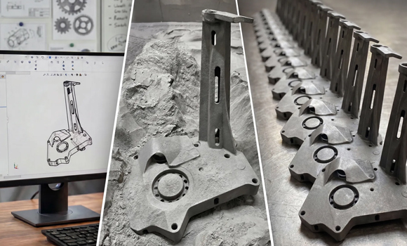 Arc Impact’s Binder Jetting workflow, from digital component design and initial production through to batches of manufactured parts (Courtesy Arc Impact)