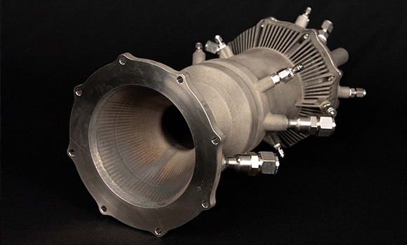 The combustion chamber of the methane engine combustor manufactured at Innospace’s in-house metal Additive Manufacturing facility at its Hwaseong Campus (Courtesy Innospace)