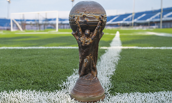 Meltio additively manufactured its own stainless steel version of the football World Cup trophy (Courtesy Meltio)