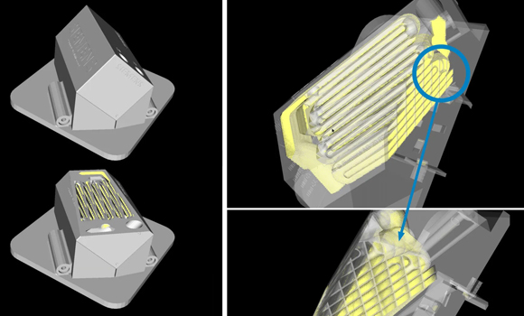 SPR-Pathfinder PRO enables transparent cross-sections to be created in all planes to identify powder bottlenecks (Courtesy Solukon Maschinenbau)