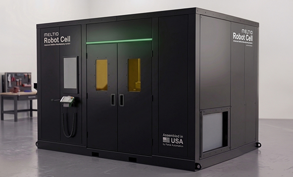 Meltio’s US-assembled Robot Cell combines its wire-laser Directed Energy Deposition technology with an ABB industrial robot for metal Additive Manufacturing and repair applications (Courtesy Meltio)