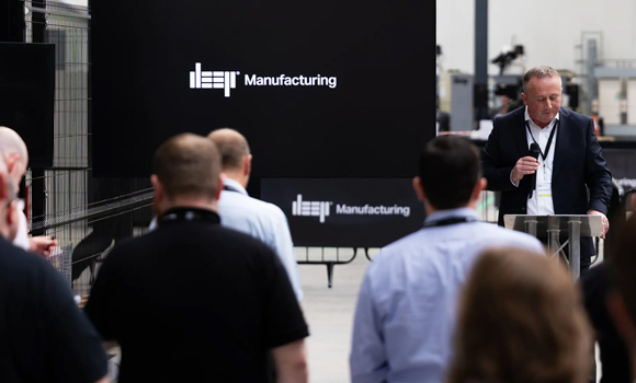 Peter Richards, CEO of DEEP Manufacturing, speaking at the company’s Bristol facility (Courtesy DEEP Manufacturing)