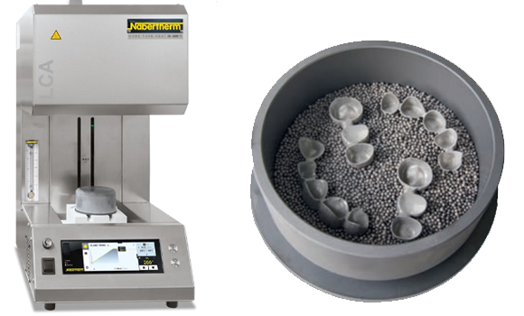 Nabertherm’s LCA 04/13 LB furnace is designed for the sintering and stress-relief annealing of cobalt-chromium restorations in dental laboratories. The furnace uses sintering pearls (right) to create an almost oxygen-free environment while limiting argon consumption (Courtesy Nabertherm)
