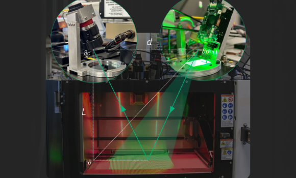Phase3D’s Fringe Inspection™ hardware uses calibrated structured-light projection to capture high-resolution 3D heightmaps of a production surface, layer by layer (Courtesy Phase3D)