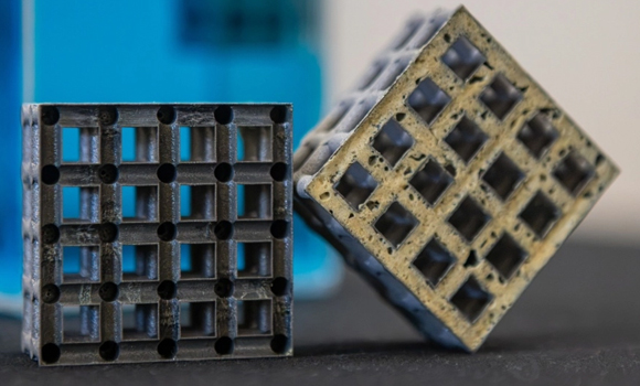 An RMIT prototype buoy incorporating the PBF-LB Ti-6Al-4V hollow-strut lattice developed for buoyant marine structures (Courtesy Sara Tan, RMIT University)