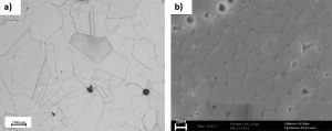 Fig. 25 Representative microstructures of austenitic 316L; (a) optical micrograph of cast 316L; (b) SEM micrograph of 316L steel along the feeding direction produced by SLM [5]