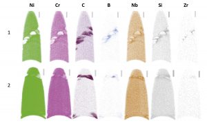 Fig. 14 Atom maps from LEAP analyses (Scale bar = 25 nm) [3]