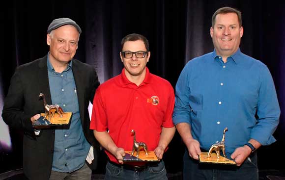 The 2022 DINO Award recipients include (left to right): Ben Arnold, Nick Licari and Matthew Donovan (Courtesy AMUG)