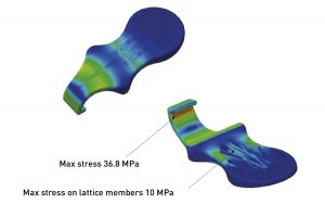 Fig. 7 The Shaped Lever (max stress 36.8 MPa)