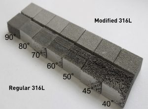 Fig. 5 Improving the downskin surface quality of stainless steel 316L (Courtesy M Skalon, TU Graz)