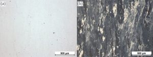 Fig. 18(a) Metallographic analysis shows that a relative density of >99.70% was obtained. (b) Grain growth is mainly parallel to the building direction. Grains grow across multiple layers [3]