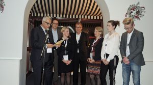 The best paper award ceremony, Left to right: Nader Asnafi, Juergen Stampfl, Anna Olfsson, Bruno Hribernik, Mihaela Albu, Anika Langebeck and Anton Aveflo