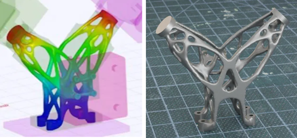 Design optimised for metal (AlSi10Mg) reduced the weight of the design from 21kg to 1.5kg (Courtesy Carbon)