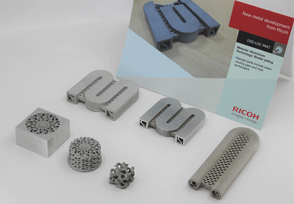 A sample of aluminium parts produced by metal Binder Jetting (Courtesy Ricoh)