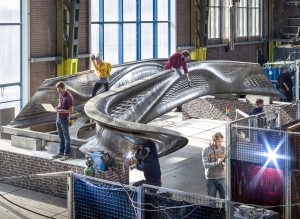 Fig. 5 A modern-day sculptors atelier: MX3D's bridge in production in 2018 (Courtesy Thijs Wolzak/MX3D)