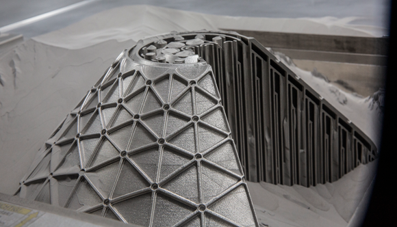 Additively manufactured oxygen hydrogen micromixer (Courtesy Shell/GE Additive)  