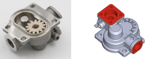 The realised and designed iteration of the milk pump components (Courtesy Danish Technological Institute)