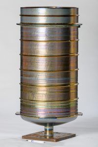Fig. 11 A 1 m tall Ti-6Al-4V pressure vessel for space exploration, built in 2017 at Cranfield University for Thales Alenia Space, in the as-built condition. The part delivered 80% material savings, 40% cost savings and potentially 65% lead time savings compared to the previous manufacturing route. Before as well as after machining, the part was CT-scanned and ultrasonically inspected, satisfying all technical and quality requirements (Courtesy Cranfield University and Thales Alenia Space)