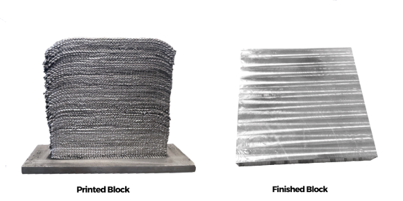 The Al 6061 block produced via FasTech’s Wire Arc Additive Manufacturing technology (Courtesy FasTech).