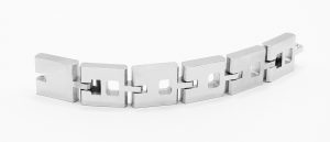 Fig. 8 Bracelet, stainless steel, as built and sintered with LMM and electropolished (Courtesy MetShape)