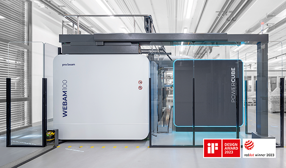 The pro-beam Group received the iF Design Award for its two Additive Manufacturing systems, the PB WEBAM 100 (shown) and the PB EBM 30S, shortly after its success at the 2023 Red Dot Design Awards