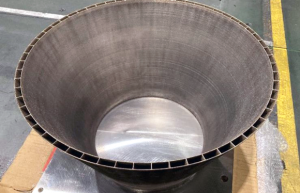 A rocket nozzle part built using the LAMDA500 DED Additive Manufacturing machine (Courtesy Nidec Corporation)