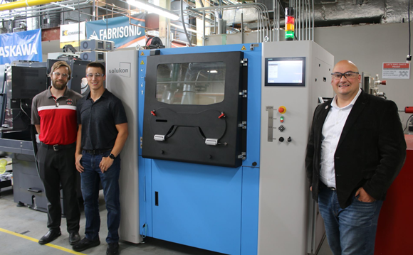 Left to right: John Middendorf, director of Additive Manufacturing; Michael Lander, additive research engineer; and Ben DiMarco, additive principal engineer (Courtesy CDME)