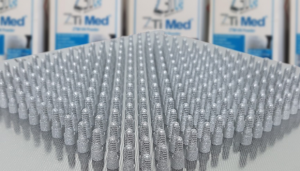 The medical implants manufactured with ZTM14N have an improved resistance to inflammatory species by almost 10 times vs other titanium alloys with a Bone Interface Contact BIC value of 95% (Courtesy 6K Additive)
