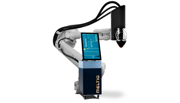 The Meltio Engine can be attached to a robot arm, turning it into a metal Additive Manufacturing system (Courtesy Meltio)