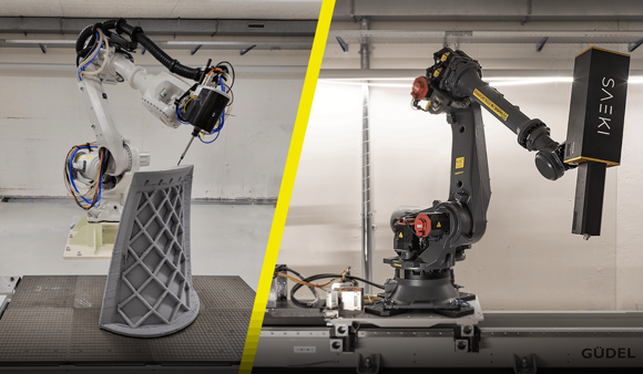 SAEKI has announced a $2.3 million seed funding round as it aims to create fully automated manufacturing plants that use industrial robots and Additive Manufacturing technology (Courtesy SAEKI Robotics AG)