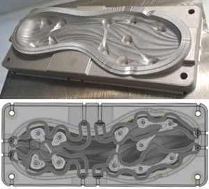 The complex cooling channels for the new mould can be seen below. This mould was chosen by Framas (Courtesy AddUp)
