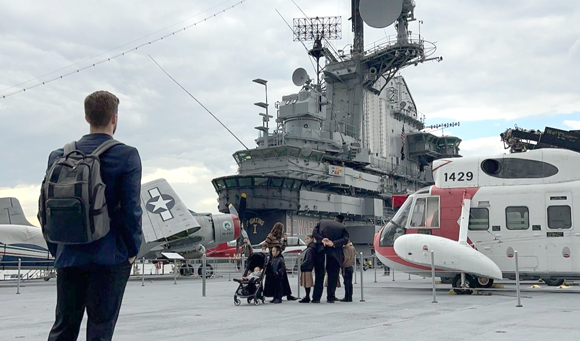 Rosotics co-founder Austin Thurman on the CV-11 USS Intrepid (Courtesy Rosotics)