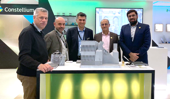 From left to right: George Panourgias, Ravi Shahani, Alireza Arbab of Constellium; Behrang Poorganji, Morf3D; and Hamid Zarringhalam, Nikon Advanced Manufacturing (Courtesy Constellium)