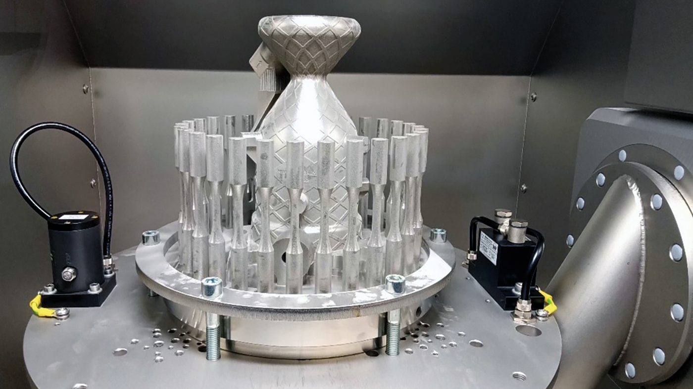 Fig. 11 Picture of a Sòphia TCA in Solukon depowdering machine (Courtesy Solukon)