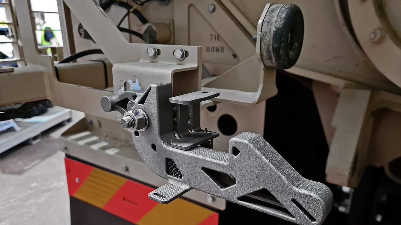 Fig. 7 Also manufactured by the Digital Manufacturing Centre (DMC), this Mastiff/Ridgeback patrol vehicle step assembly was manufactured using Laser Beam Powder Bed Fusion (PBF-LB) Additive Manufacturing technology (Courtesy DMC)