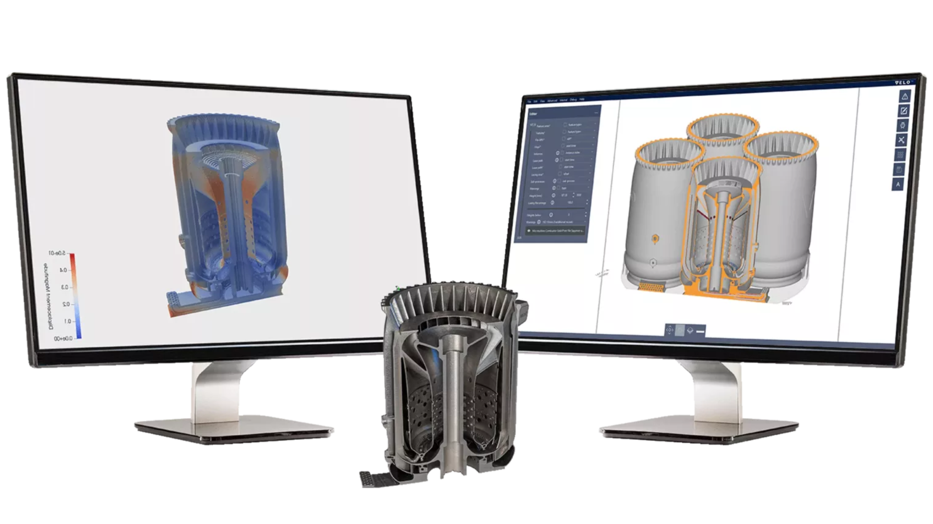 Fig. 1 PanX simulation results for large metal AM parts (Courtesy Velo3D)