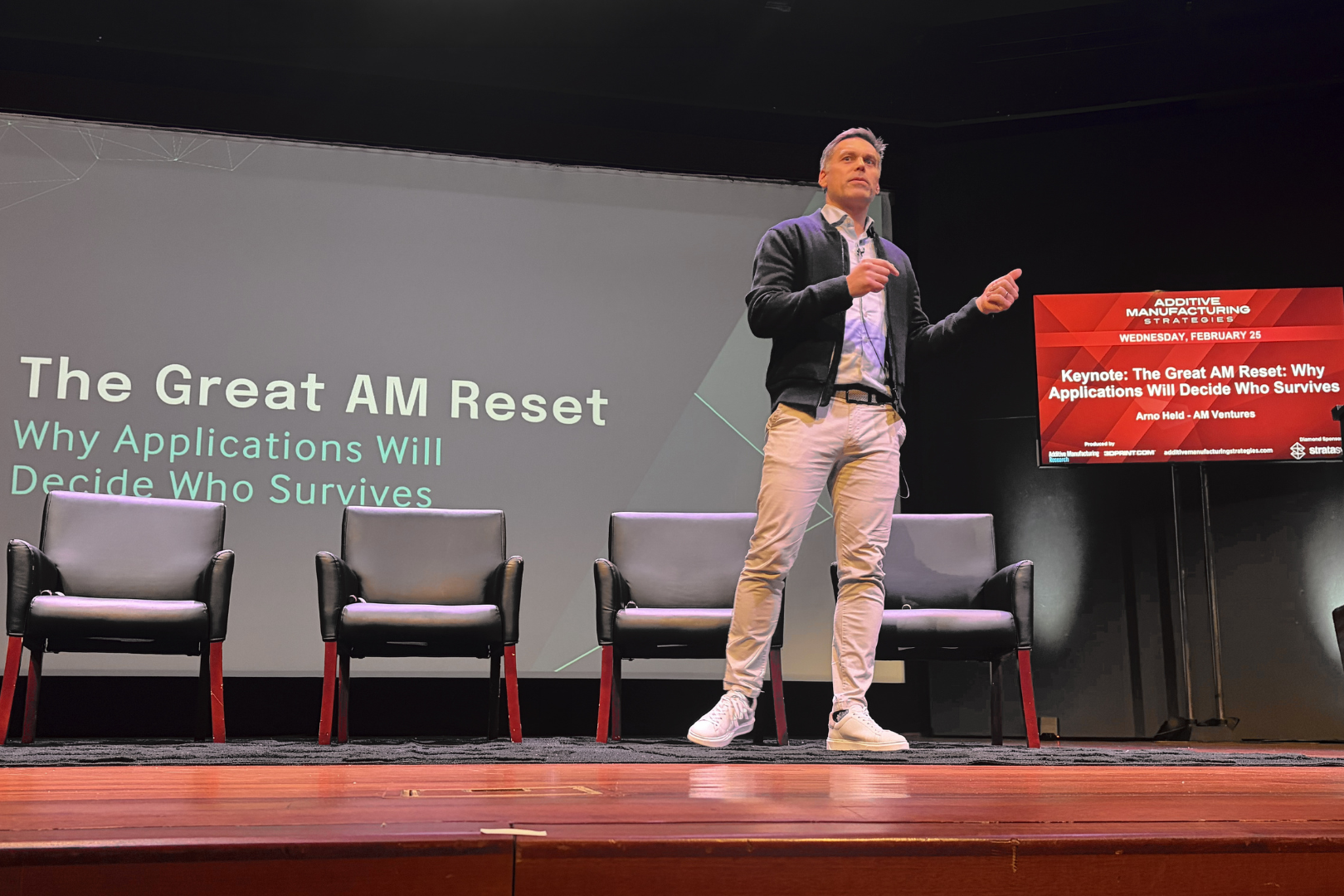 Fig. 5 Arno Held, AM Ventures, argued that AM must move beyond being a ‘Swiss Army knife’ and focus on deeply understood applications. (Courtesy Additive Manufacturing Strategies)